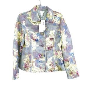 CHICO'S JACKET SIZE 0 INTRICATE JACQUARD ILLIA JACKET PINK RASPBERRY NWT $135